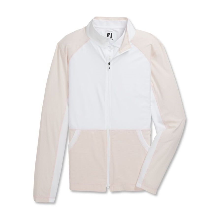 White-Blush Full-Zip Mini Stripe Mid Layer Women-Previous Season Style Footjoy CA