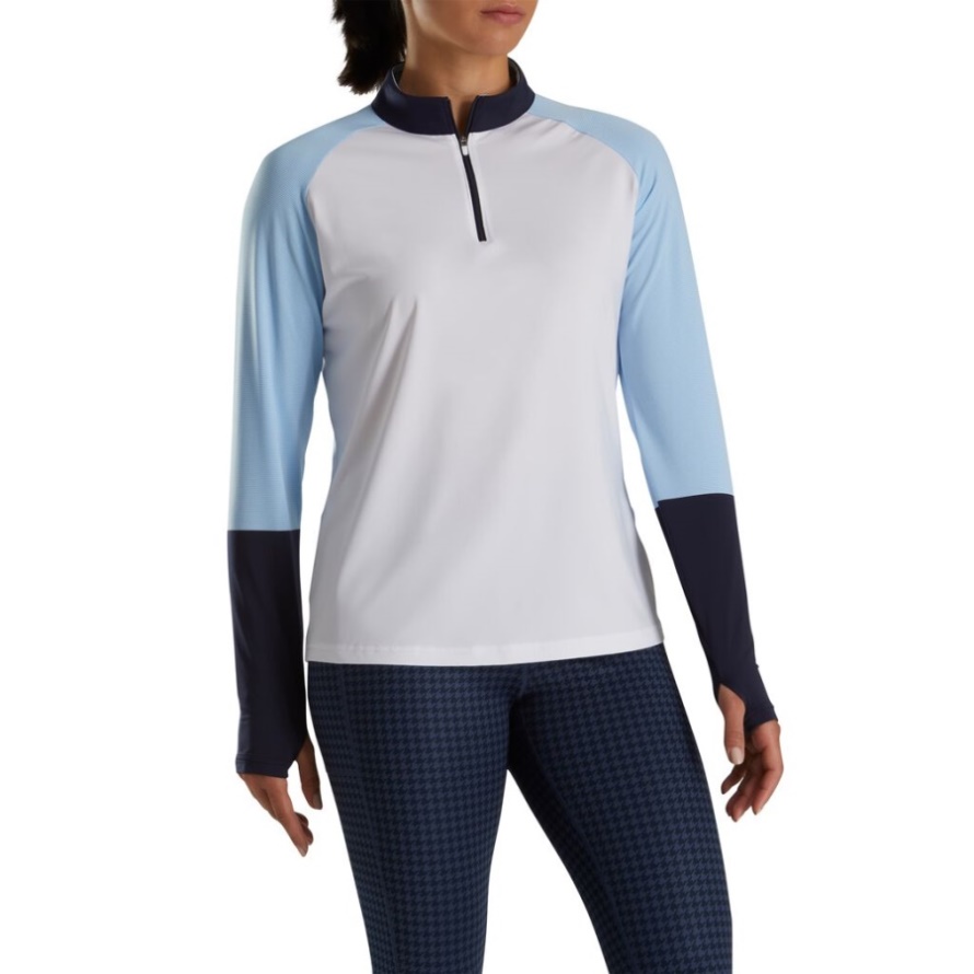Micro Stripe Sun Protection Shirt Women White-Blue-Navy Footjoy CA