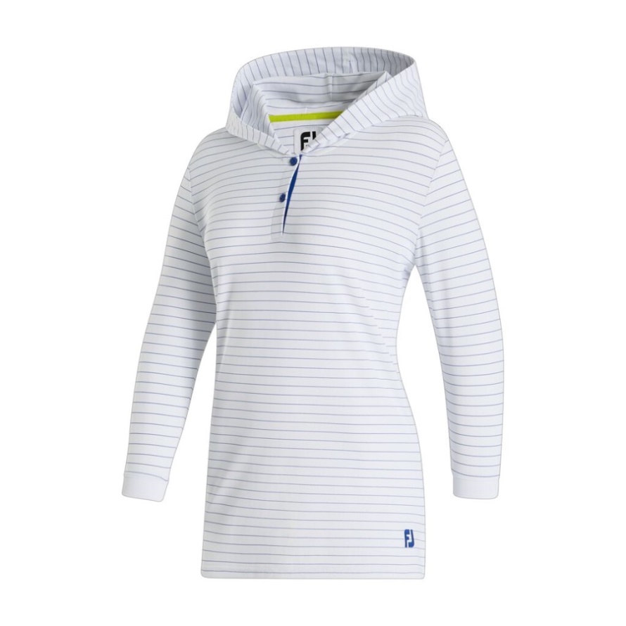 White Footjoy CA 3/4 Sleeve Pinstripe Hoodie Women-Previous Season Style