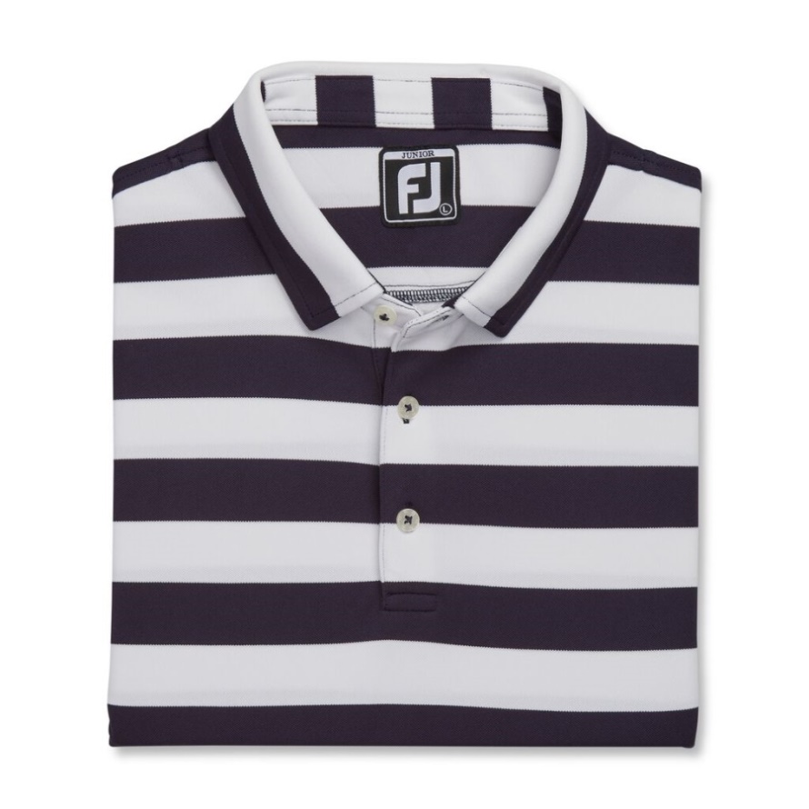 Footjoy CA Navy-White Rugby Stripe Pique Junior