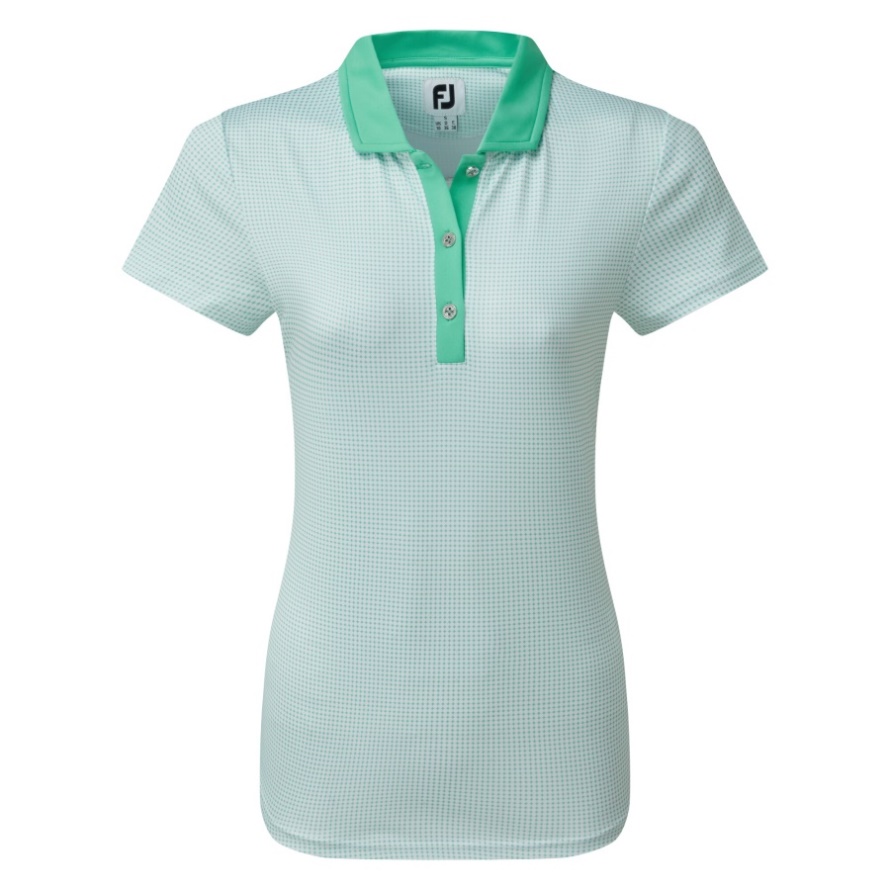 Women's Lisle Sleeveless Shirt with Neck Trim Footjoy CA Jade Stone