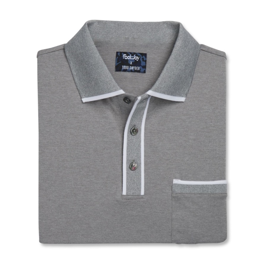 Light Heather Grey Footjoy CA Tipped Pique Polo