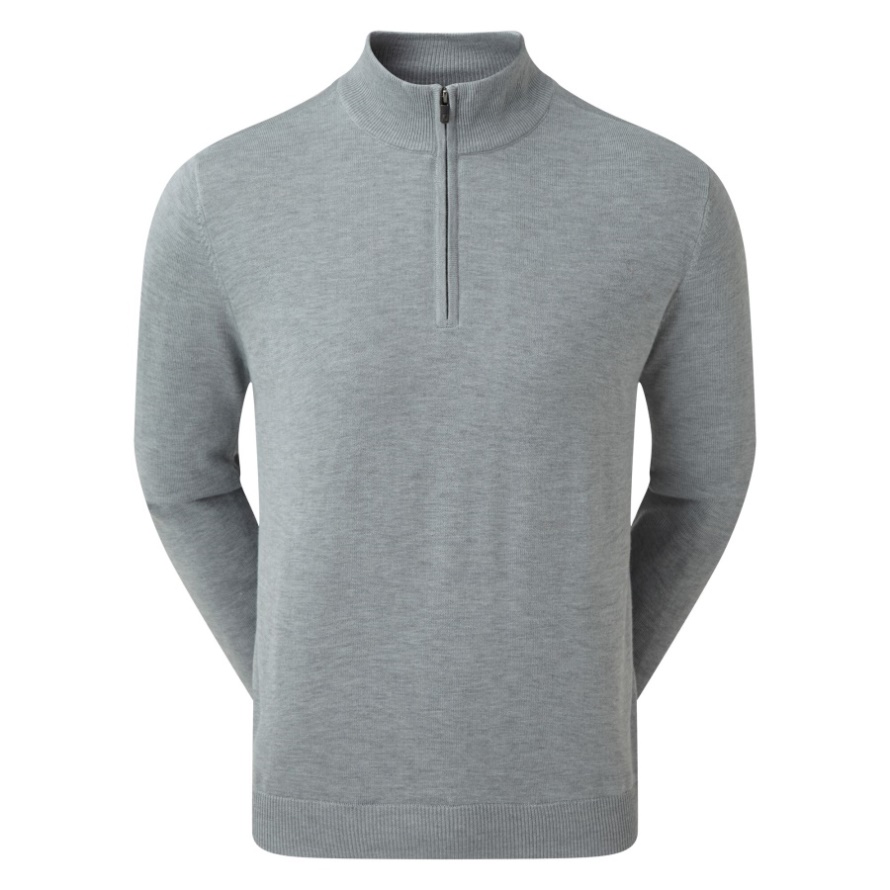 Heather Grey Wool Blend 1-2 Zip Lined Pullover Footjoy CA
