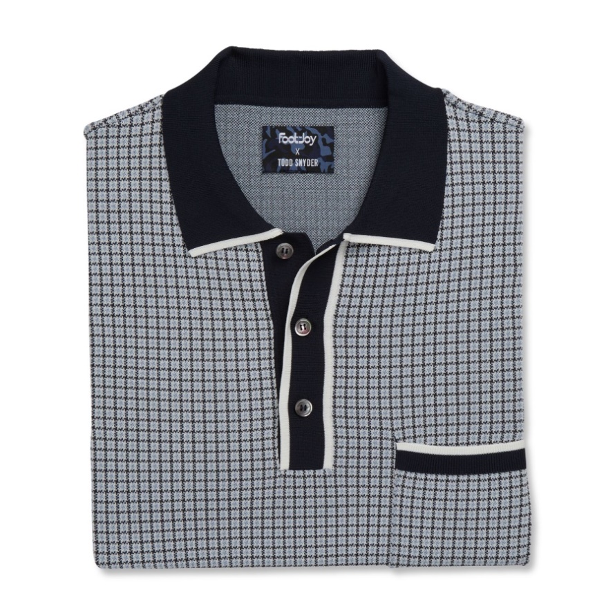Houndstooth Sweater Knit Polo Footjoy CA Navy-White-Blue