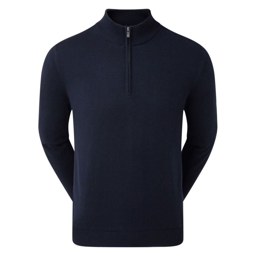 Navy Footjoy CA Wool Blend 1-2 Zip Lined Pullover