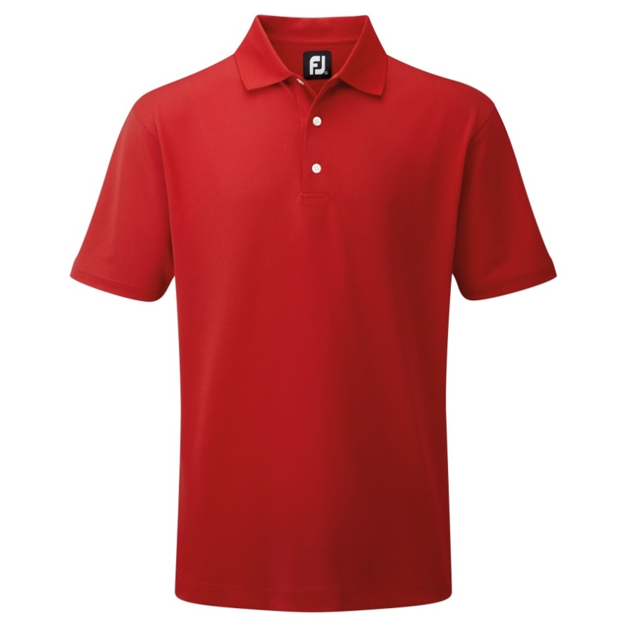 Stretch Pique Solid Knit Collar Red Footjoy CA