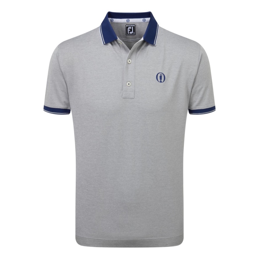 Polo Shirt with Trim Footjoy CA Silver Heather-Open Blue