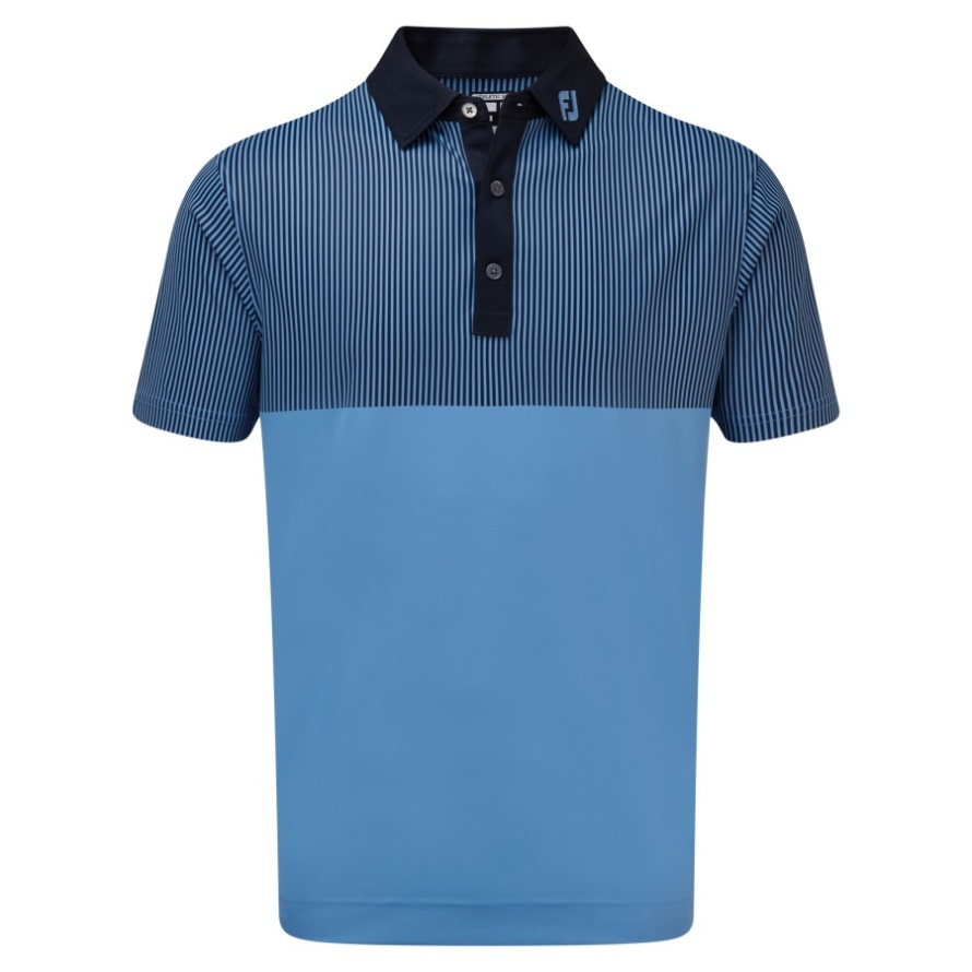 Footjoy CA Smooth Pique Engineered Vertical Print Lagoon-Navy