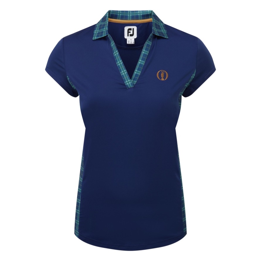 Open Cap Sleeve Tartan Panel Women Open Blue Footjoy CA