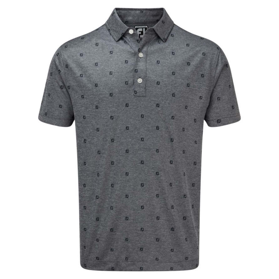 Footjoy CA Navy Smooth Pique FJ Tonal Print