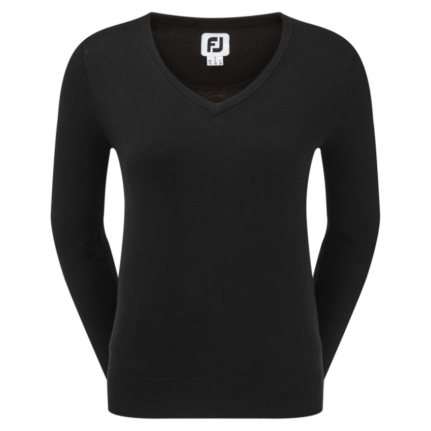 Black Wool Blend V-Neck Pullover Women Footjoy CA