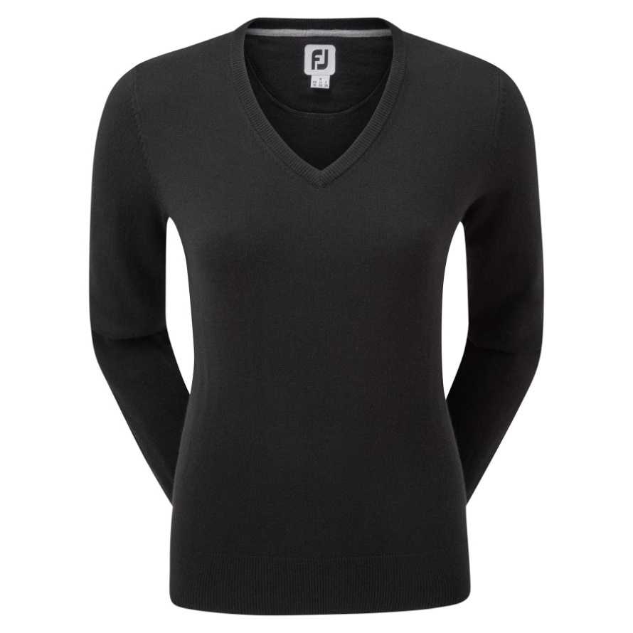 Black Wool Blend V-Neck Pullover Footjoy CA