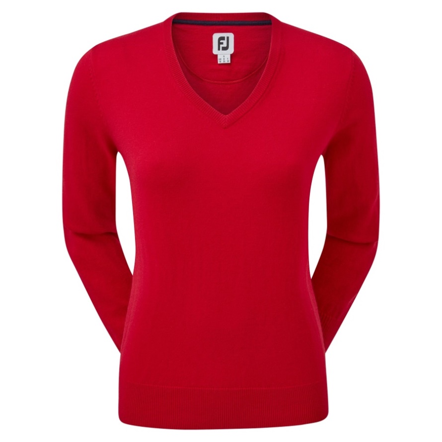 Wool Blend V-Neck Pullover Footjoy CA Red