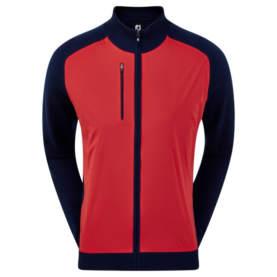 Footjoy CA Wool Blend Tech Full-Zip Sweater Red-Navy