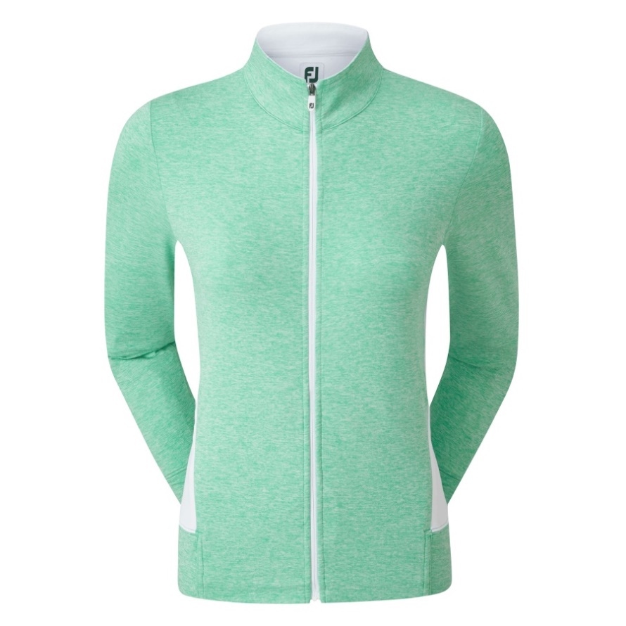 Footjoy CA Women's Full-Zip Knit Mid-Layer Jade Stone-White