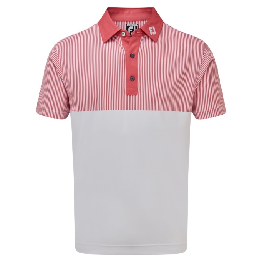 Footjoy CA White-Cape Red Smooth Pique Engineered Vertical Print