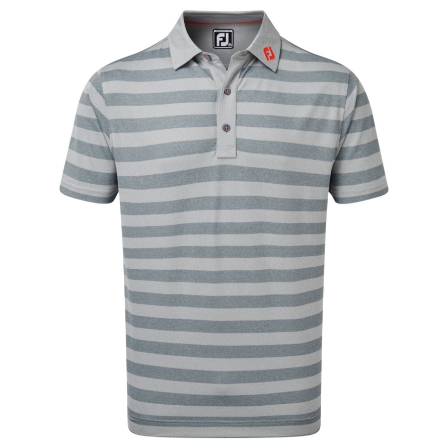 Heather Grey-Heather Smoke Stretch Pique Rugby Stripe Footjoy CA