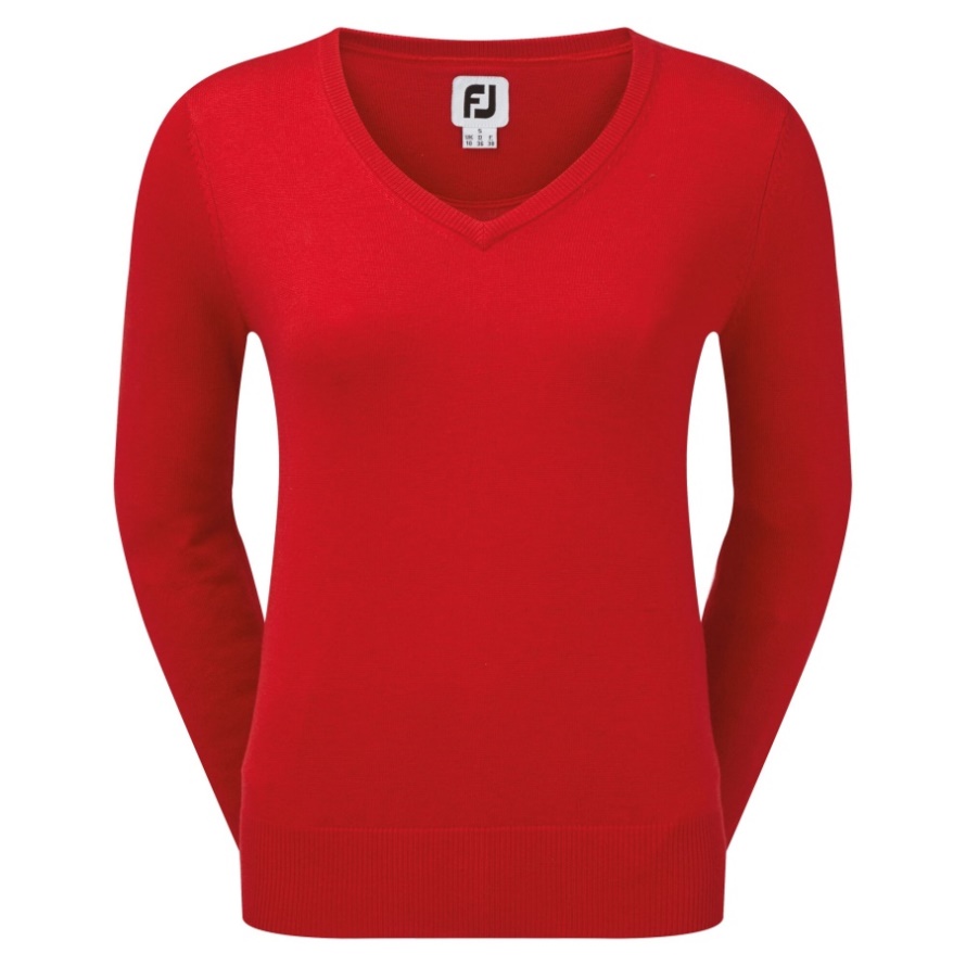 Red Wool Blend V-Neck Pullover Women Footjoy CA