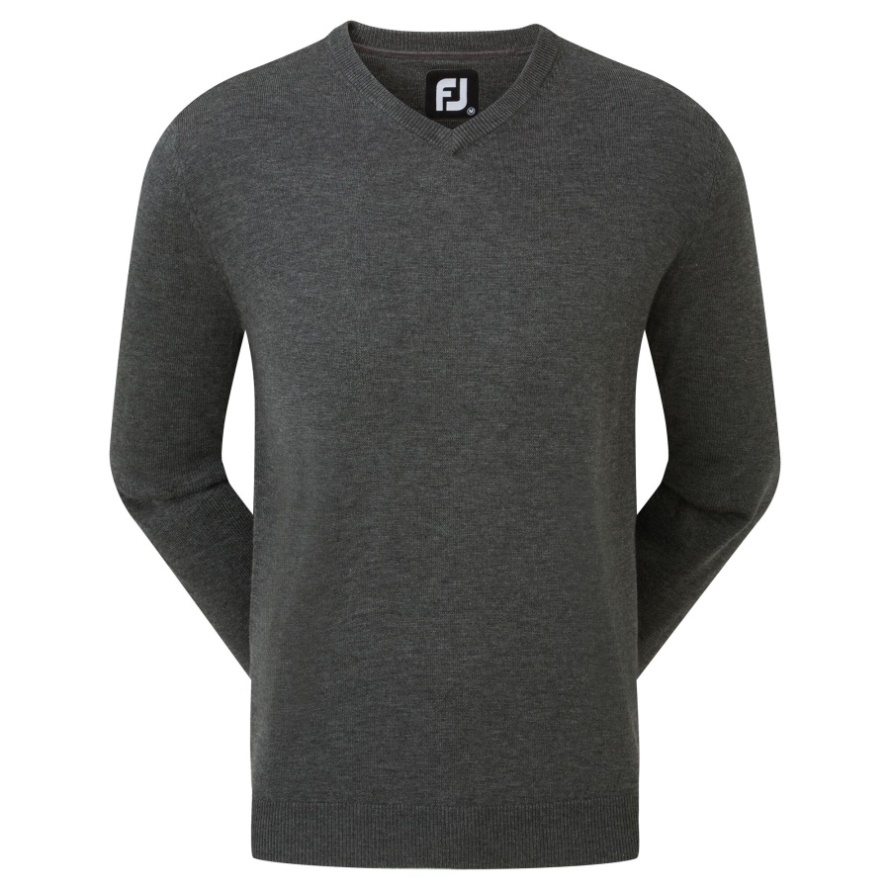 Heather Charcoal Wool Blend V-Neck Pullover Footjoy CA