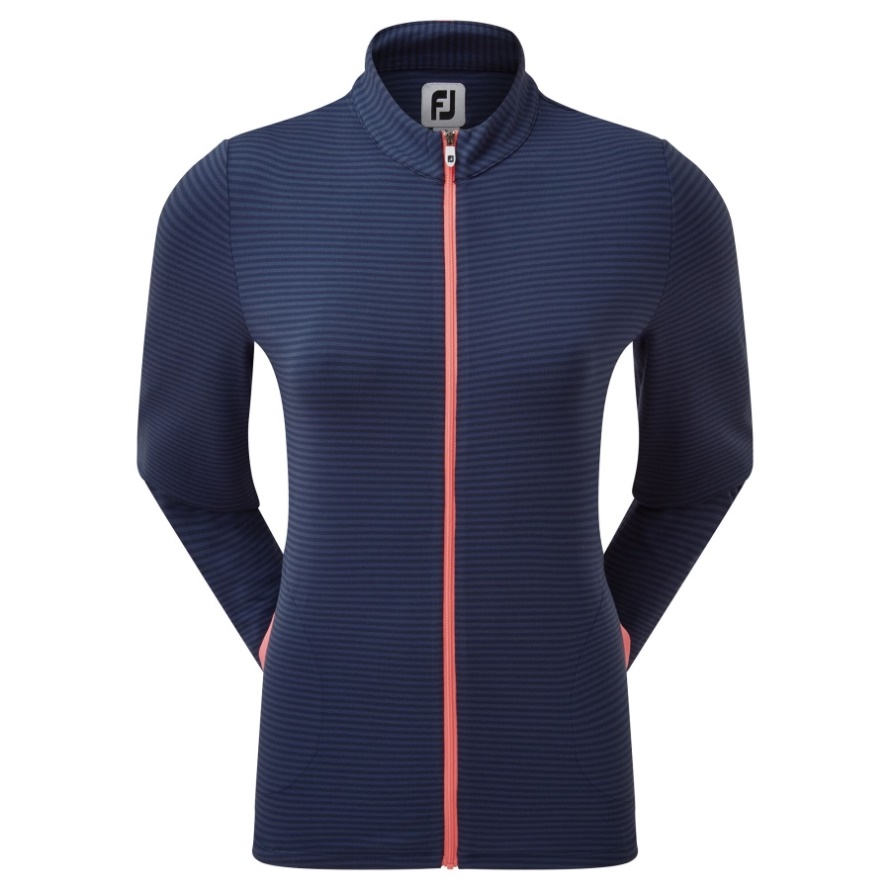 Full-Zip Lightweight Tonal Stripe Midlayer Footjoy CA Navy-Bright Coral
