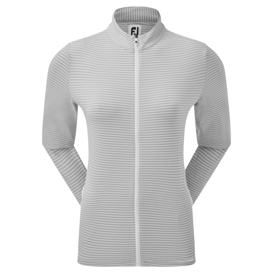 Grey Footjoy CA Full-Zip Lightweight Tonal Stripe Midlayer