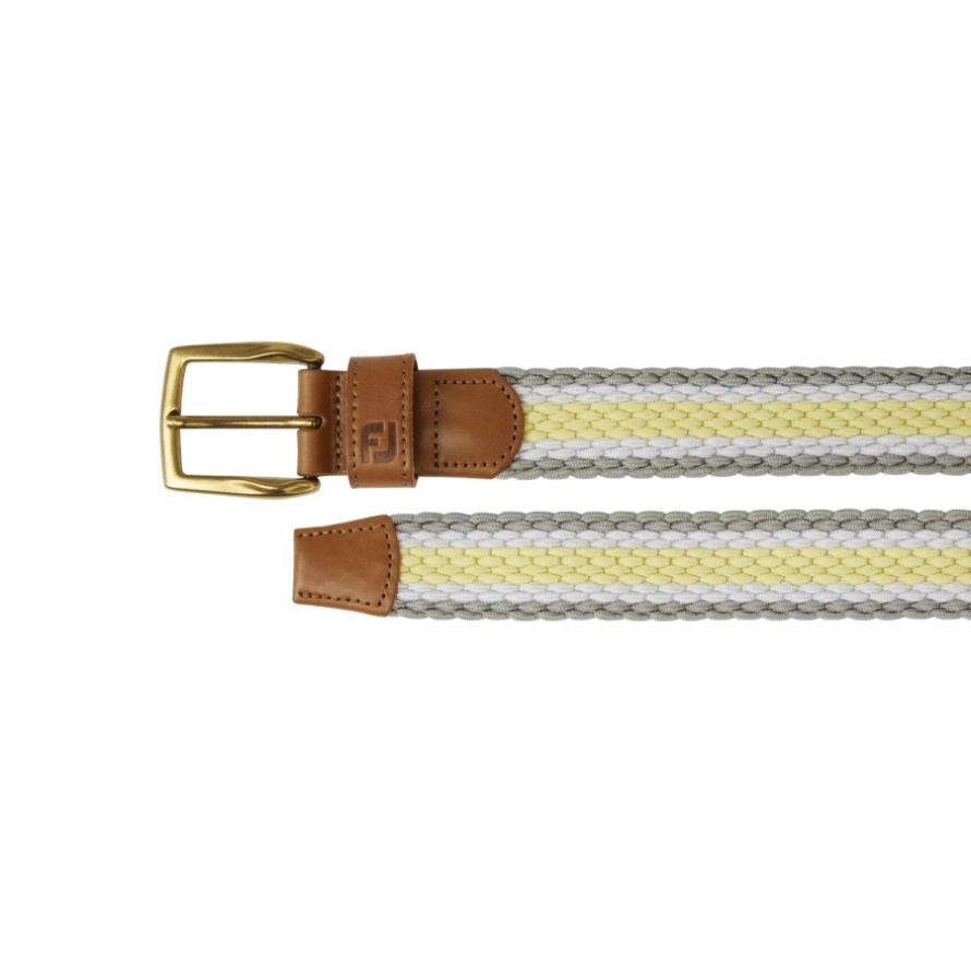Footjoy CA Striped Braided Belt Grey-White-Yellow