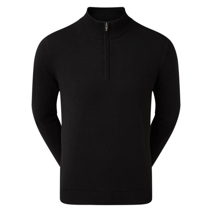 Footjoy CA Black Wool Blend 1-2 Zip Lined Pullover