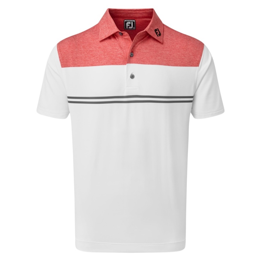 Footjoy CA Red-White-Charcoal Heather Colour Block Lisle Performance Shirts