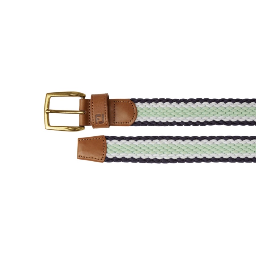 Footjoy CA Navy-White-Sage Striped Braided Belt