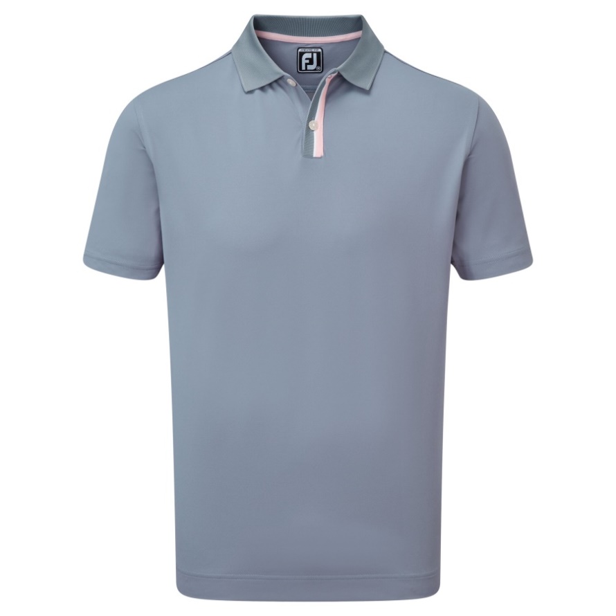 Grey-Pink Solid with Stripe Placket Pique Footjoy CA