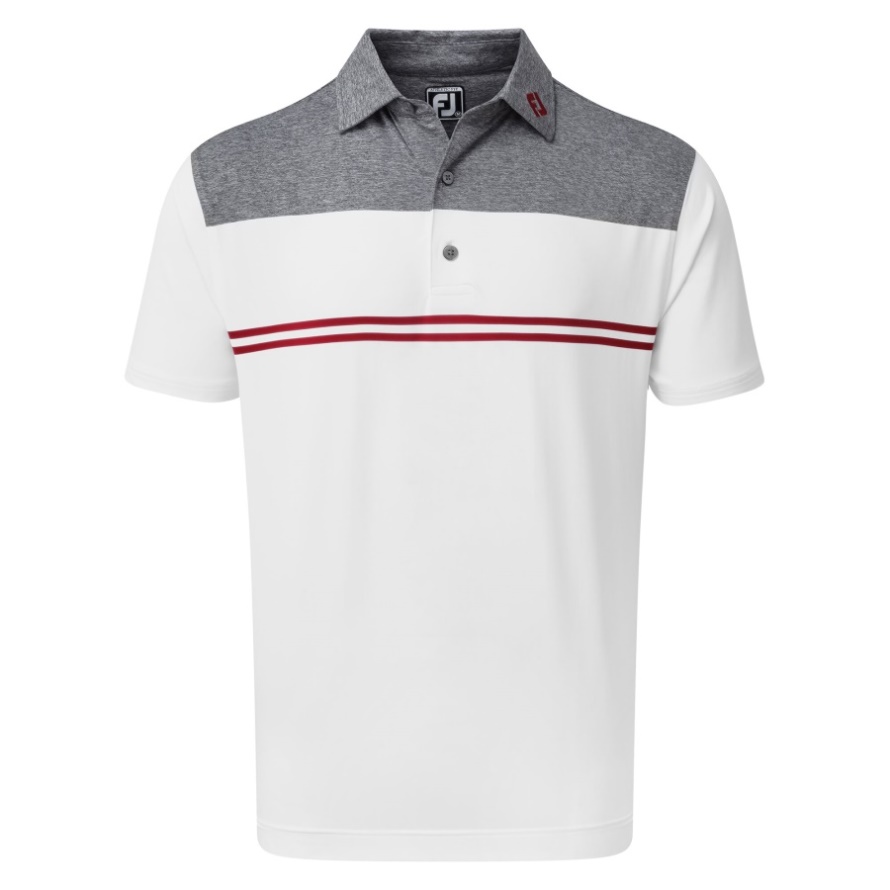 Footjoy CA Heather Colour Block Lisle Performance Shirts Navy-White-Red