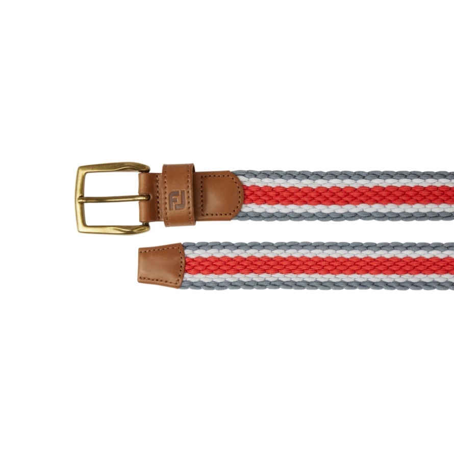 Striped Braided Belt Footjoy CA Graphite-White-Coral