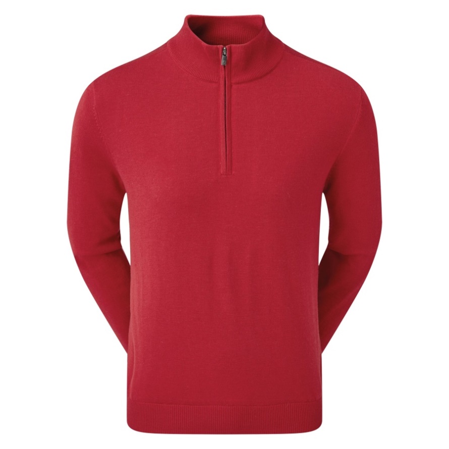 Footjoy CA Wool Blend 1-2 Zip Lined Pullover Red