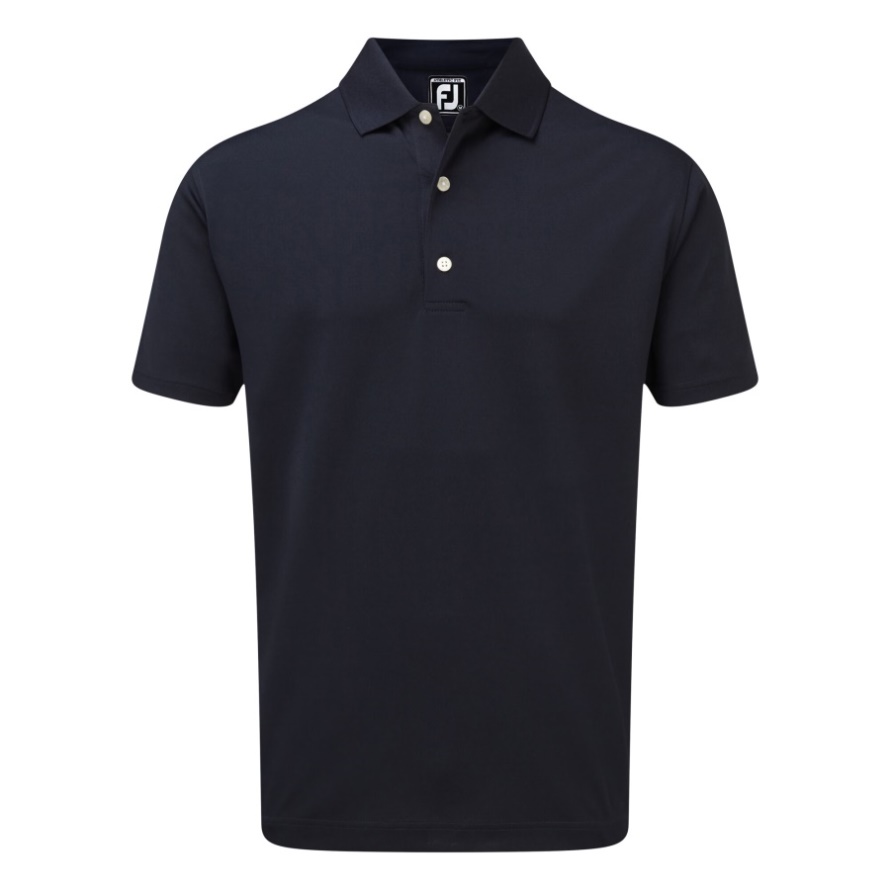 Navy Footjoy CA Stretch Pique Solid Rib Knit Collar