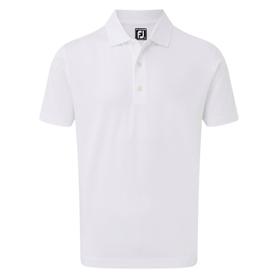 Stretch Pique Solid Rib Knit Collar Footjoy CA White