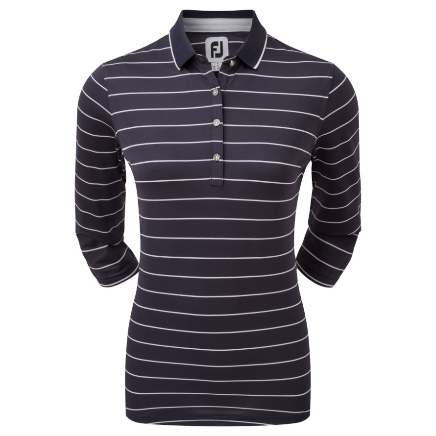 Navy 3-4 Sleeve Pinstripe Pique Footjoy CA