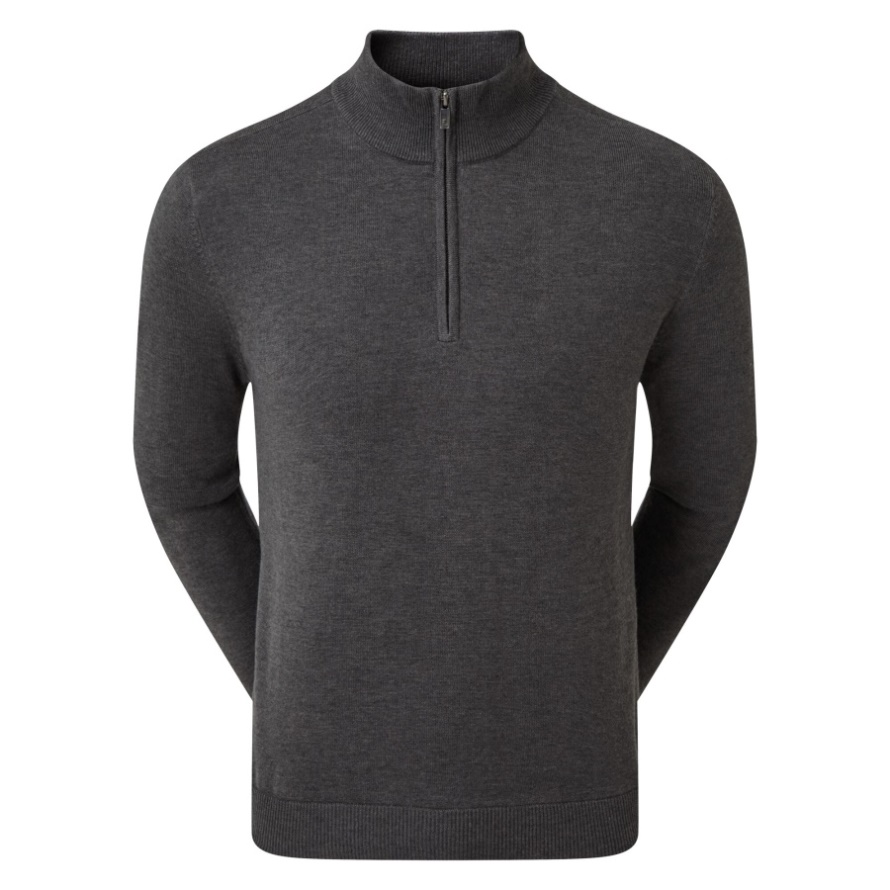 Wool Blend 1-2 Zip Lined Pullover Heather Charcoal Footjoy CA