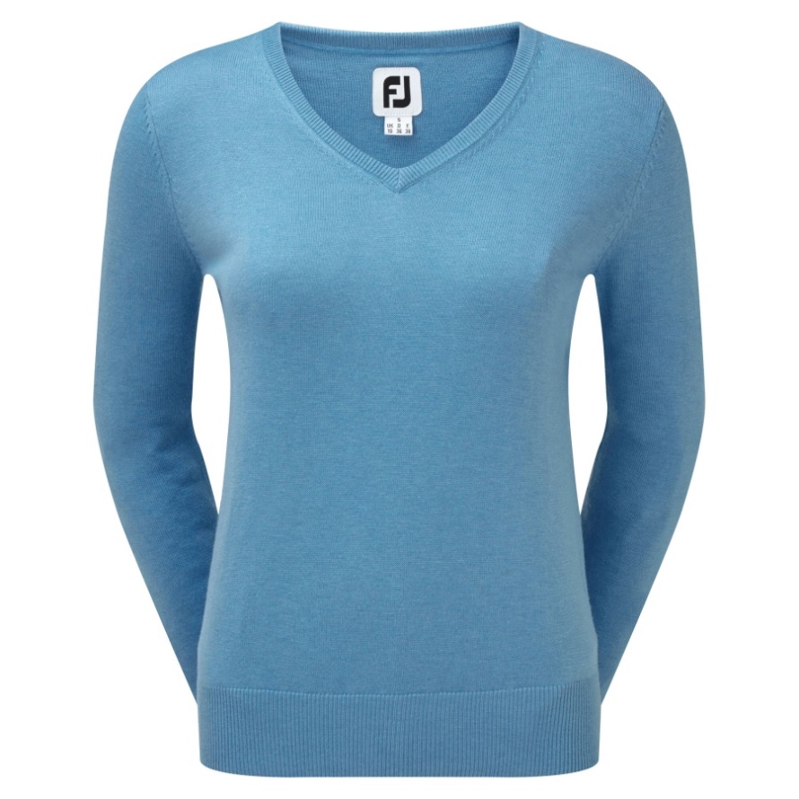 Light Blue Footjoy CA Wool Blend V-Neck Pullover Women