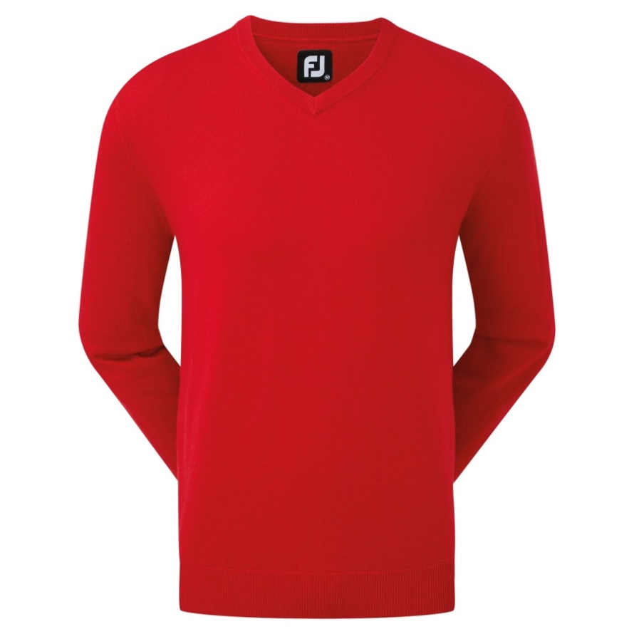 Wool Blend V-Neck Pullover Red Footjoy CA Men